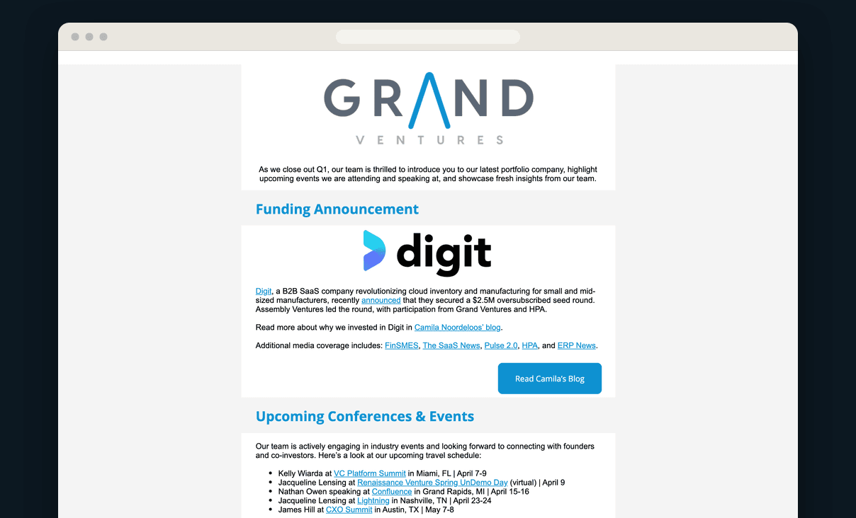 Grand’s March Newsletter: the top of the newsletter