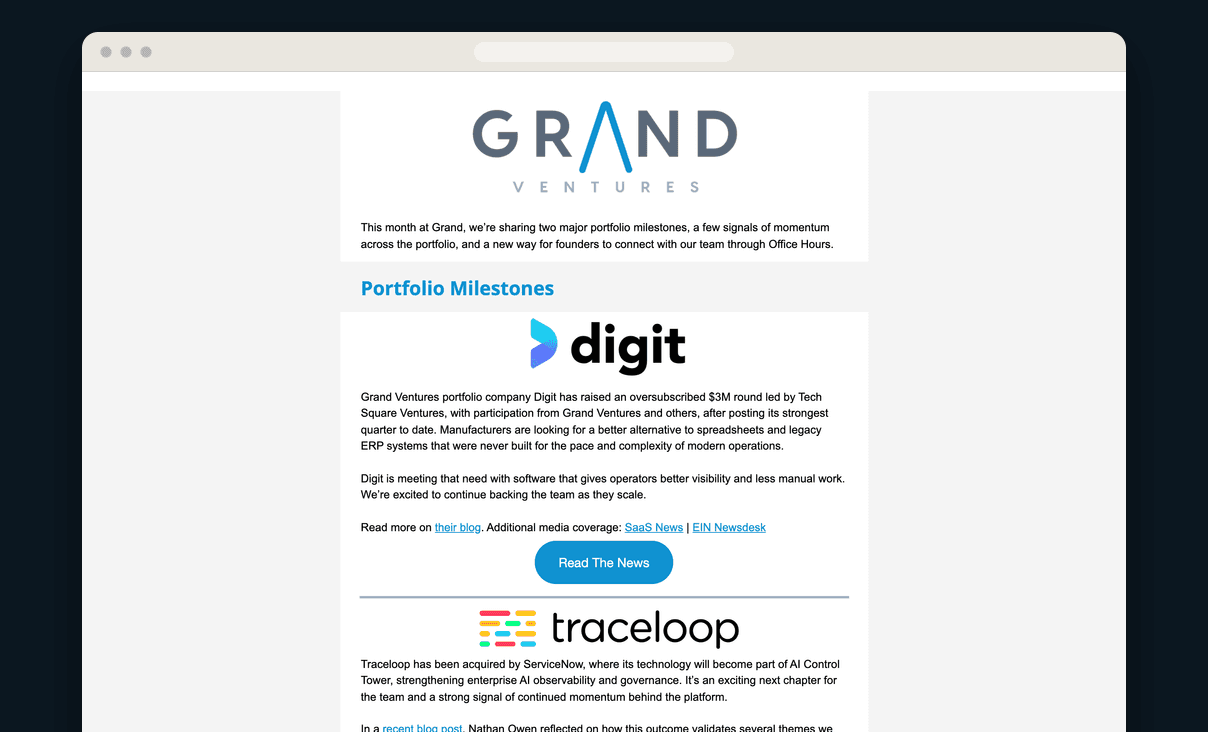 Grand’s March Newsletter: the top of the newsletter